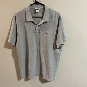 LACOSTE Men's Polo Shirt Gray Short Sleeve Golf Tennis Preppy Cotton Size 7/XXL